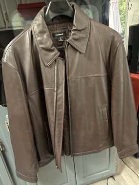 Colebrook Men's Brown 100% Leather Full Zip Collar Jacket Size L